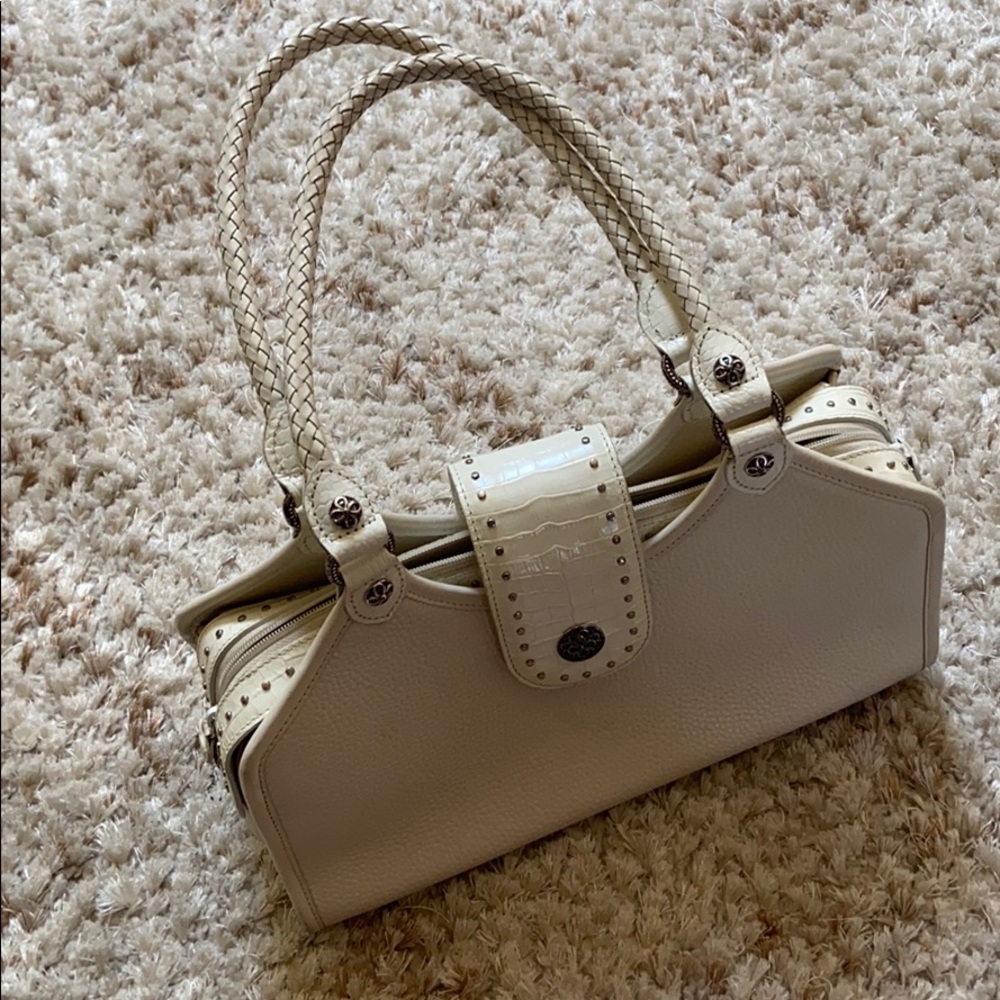 Brighton White Crocodile Flip Handbag